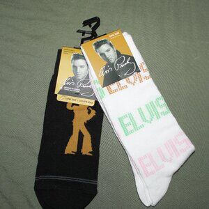 NWT Elvis Presley Black Low Cut & White Multi-Colored Long Socks 2 Pair Bundle